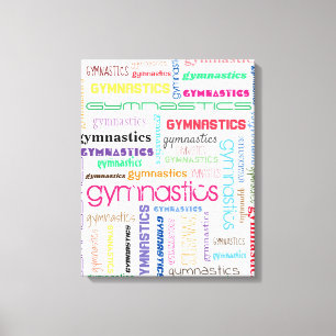 Gymnastics Typography Stretched Canvas Print
