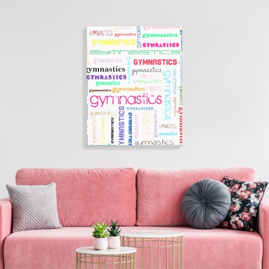 Gymnastics Typography Stretched Canvas Print (Insitu (Woonkamer))