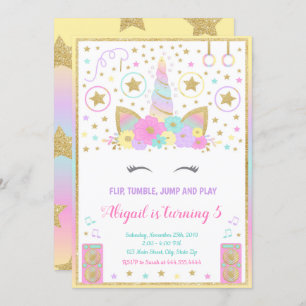 Gymnastics Unicorn Invitation Unicorn Kaart