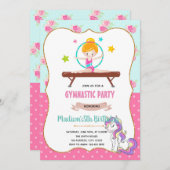 Gymnastics unicorn-uitnodiging kaart (Voorkant / Achterkant)