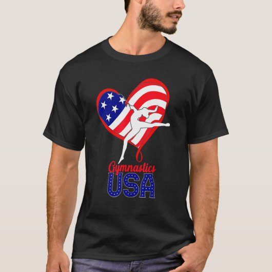 Gymnastics Usa Support The Team Us Flag 4th Of Jul T-shirt (Voorkant)
