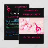 "GYMNASTICS"-verjaardagsuitnodigingen voor meisjes (Voorkant / Achterkant)