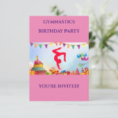 "GYMNASTICS"-verjaardagsuitnodigingen voor meisjes (Staand voorkant)