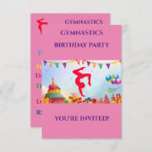 "GYMNASTICS"-verjaardagsuitnodigingen voor meisjes (Voorkant / Achterkant)