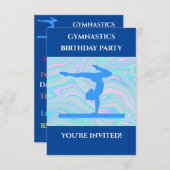 "GYMNASTICS"-verjaardagsuitnodigingen voor meisjes (Voorkant / Achterkant)