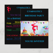 "GYMNASTICS"-verjaardagsuitnodigingen voor meisjes (Voorkant / Achterkant)