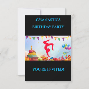 "GYMNASTICS"-verjaardagsuitnodigingen voor meisjes
