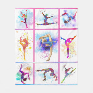 GYMNASTICS WATERVERF QUILT FLEECE DEKEN