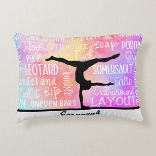Gymnastics Words Rainbow Ombre Personalized Accent Kussen