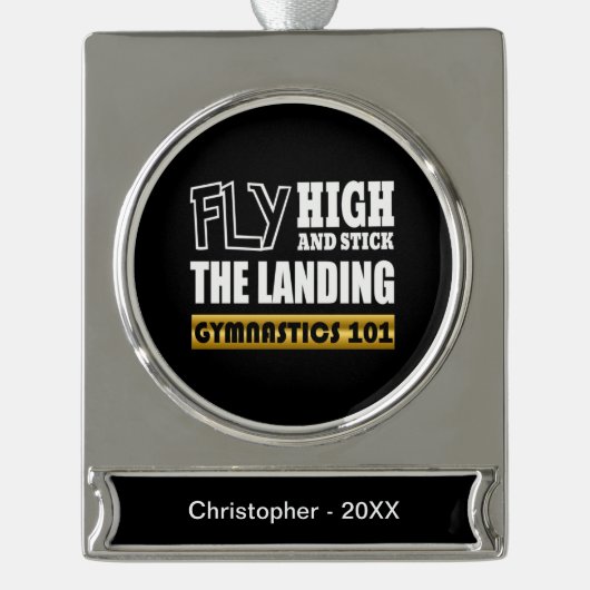 Gymnastiek 101 Fly High - Bar Gymnast Verzilverd Banner Ornament (Voorkant)