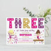 Gymnastiek 3e verjaardag uitnodiging | Hot Pink (Staand voorkant)