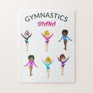Gymnastiek 6 gymnast gepersonaliseerd meisje legpuzzel