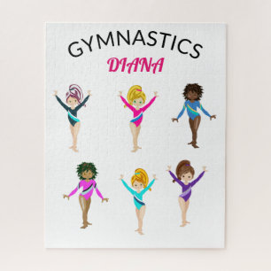 Gymnastiek 6 gymnast gepersonaliseerd meisje legpuzzel