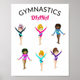 Gymnastiek 6 Meisjes Gymnast Poster