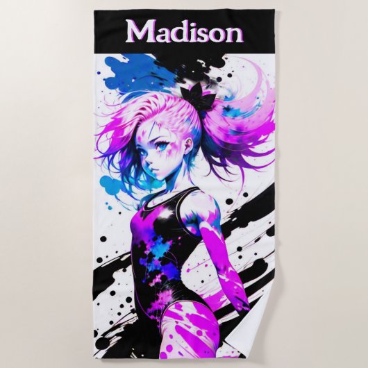 Gymnastiek Abstract Spirit of the Gymnast Custom Strandlaken (Voorkant)