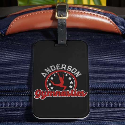 Gymnastiek ADD NAAM Gymnast Vault Floor Athlete Bagagelabel (Voorkant Insitu 2)