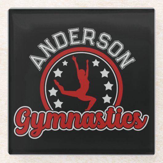 Gymnastiek ADD NAAM Gymnast Vault Floor Athlete Glazen Onderzetter (Voorkant)