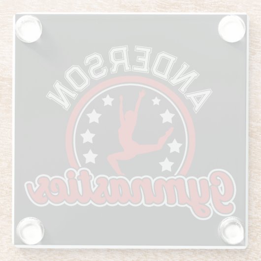 Gymnastiek ADD NAAM Gymnast Vault Floor Athlete Glazen Onderzetter (Achterkant)