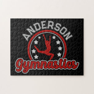 Gymnastiek ADD NAAM Gymnast Vault Floor Athlete Legpuzzel