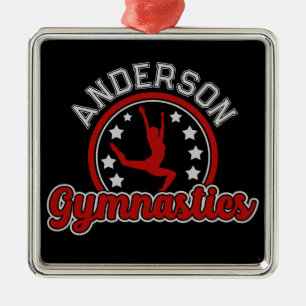 Gymnastiek ADD NAAM Gymnast Vault Floor Athlete Metalen Ornament