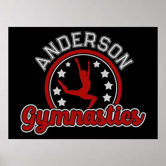 Gymnastiek ADD NAAM Gymnast Vault Floor Athlete Poster (Voorkant)