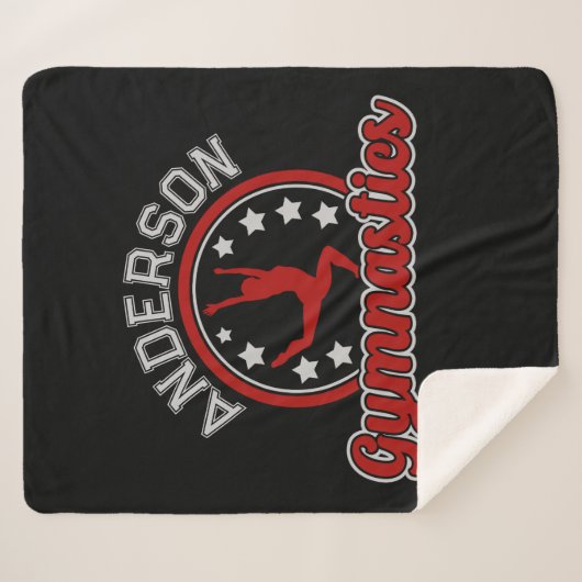 Gymnastiek ADD NAAM Gymnast Vault Floor Athlete Sherpa Deken (Voorkant (horizontaal))