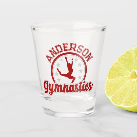 Gymnastiek ADD NAAM Gymnast Vault Floor Athlete Shot Glas (Voorkant)
