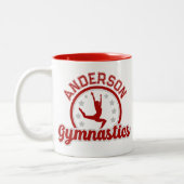 Gymnastiek ADD NAAM Gymnast Vault Floor Athlete Tweekleurige Koffiemok (Links)
