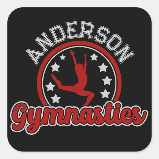 Gymnastiek ADD NAAM Gymnast Vault Floor Athlete Vierkante Sticker (Voorkant)