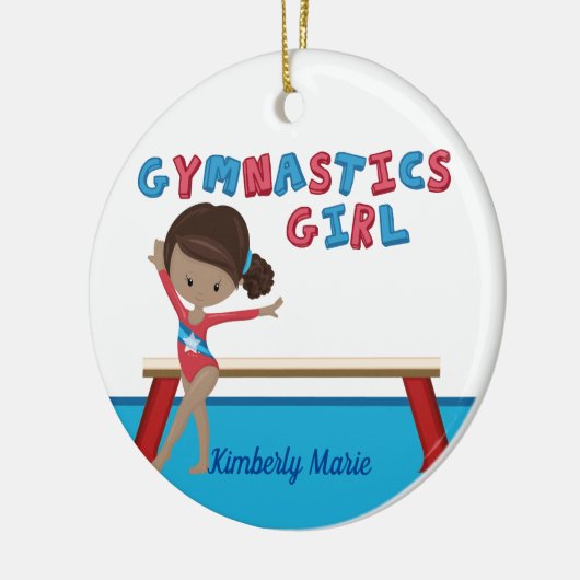 Gymnastiek African American Girl Custom Gymnast Keramisch Ornament (Links)