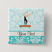 Gymnastiek balanceerbalk vierkante button 5,1 cm (Voorkant)