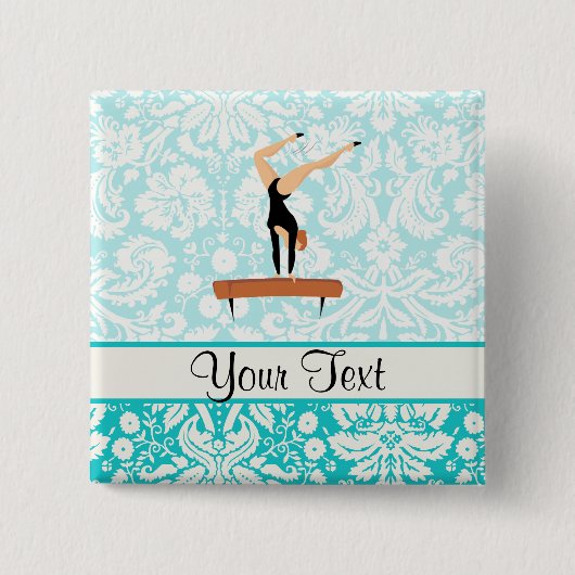 Gymnastiek balanceerbalk vierkante button 5,1 cm (Voorkant)