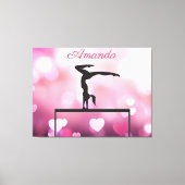 Gymnastiek Balans Beam Roze Harten Canvas Afdruk (Voorkant)