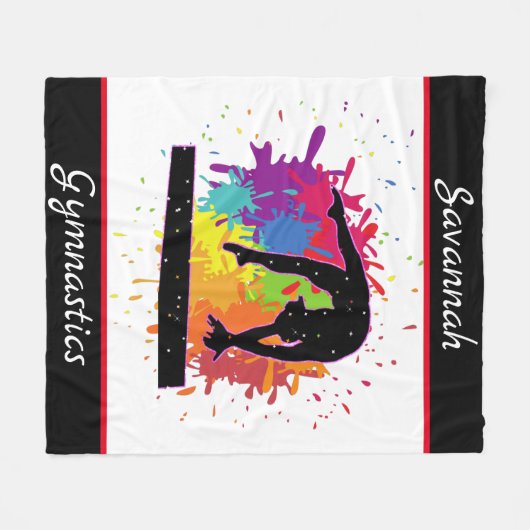 Gymnastiek Balans Beam Verf Splatter Fleece Deken (Voorkant (Horizontaal))