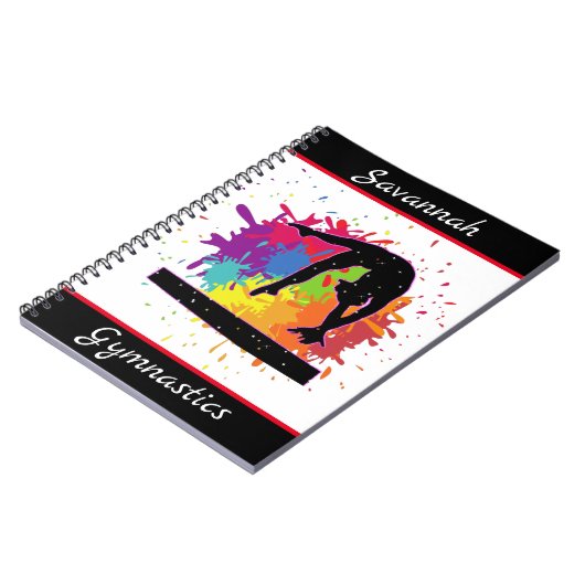 Gymnastiek Balans Beam Verf Splatter Notitieboek (Linkerzijde)