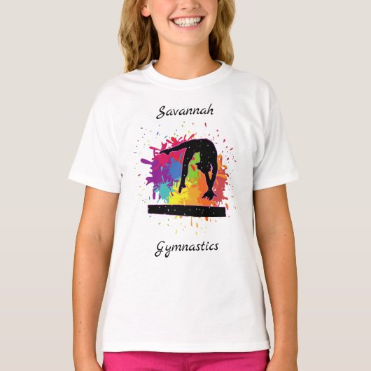 Gymnastiek Balans Beam Verf Splatter T-shirt (Voorkant)