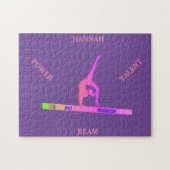 Gymnastiek balans bundel puzzel. Persoonlijke naam Legpuzzel (Horizontaal)