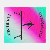 Gymnastiek Balans Munt en Fuchsia Fleece Deken (Voorkant (Horizontaal))