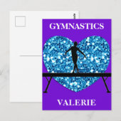 Gymnastiek Balansstraal Paarse Blauwgroen Briefkaart (Voorkant / Achterkant)