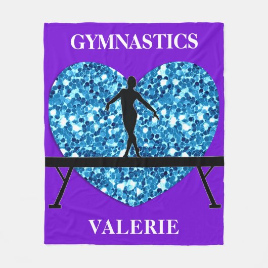 Gymnastiek Balansstraal Paarse Blauwgroen Fleece Deken (Voorkant)