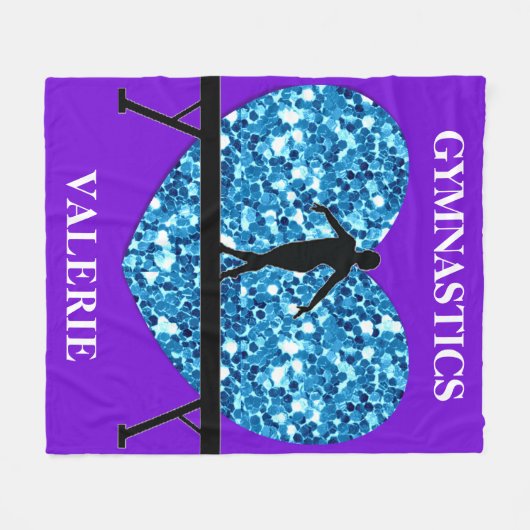 Gymnastiek Balansstraal Paarse Blauwgroen Fleece Deken (Voorkant (Horizontaal))