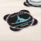 Gymnastiek Bars Birthday in Blauwgroen en zwart Kartonnen Onderzetters (Gekanteld)