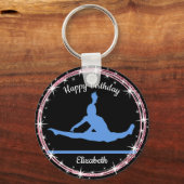 Gymnastiek Bars Birthday in Blue en Black Sleutelhanger (Voorkant)