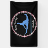 Gymnastiek Bars Birthday in Blue en Black Spandoek (Verticaal)