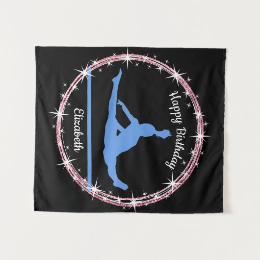 Gymnastiek Bars Birthday in Blue en Black Wandkleed (Voorkant (horizontaal))