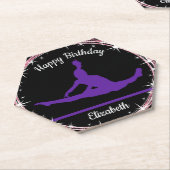 Gymnastiek Bars Birthday in Paars en zwart Kartonnen Onderzetters (Schuin)