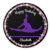 Gymnastiek Bars Birthday in Paars en zwart Keramische Knop (Voorkant)