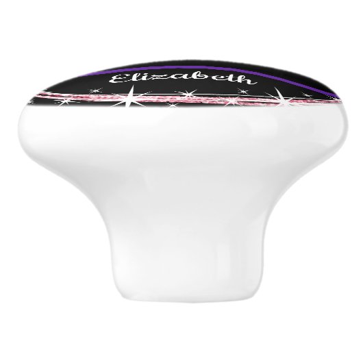 Gymnastiek Bars Birthday in Paars en zwart Keramische Knop (Zijkant)