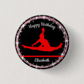 Gymnastiek Bars Birthday in rood en zwart Ronde Button 3,2 Cm (Voorkant)