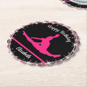 Gymnastiek Bars Birthday in roze en zwart Kartonnen Onderzetters (Gekanteld)